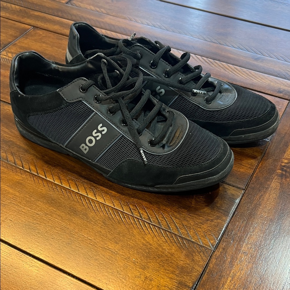 Boss Men's Black Mesh Sneakers